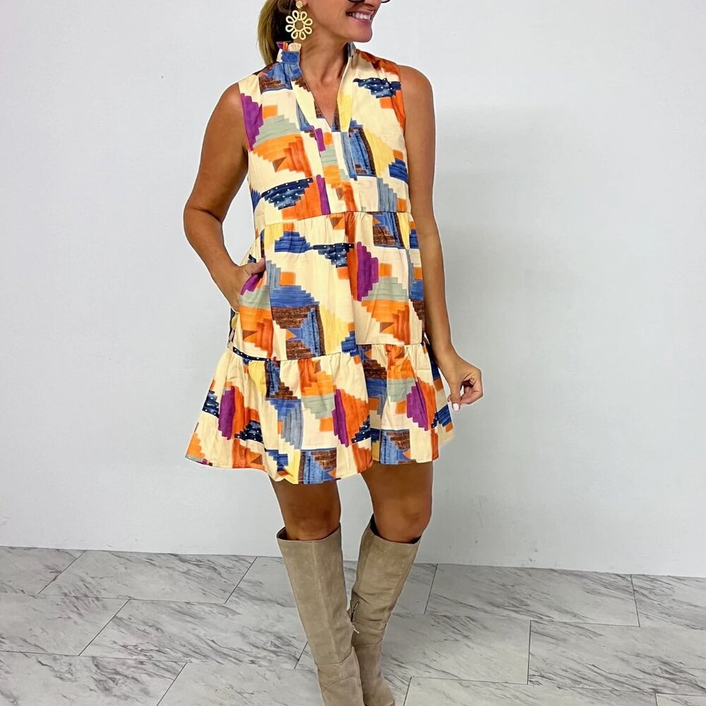 THML "Here We Go" Abstract Print Dress